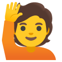 person raising hand on Google
