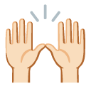 raising hands: light skin tone on Google