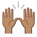 raising hands: medium skin tone on Google