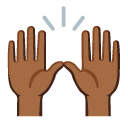raising hands: medium-dark skin tone on Google