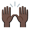 raising hands: dark skin tone on Google