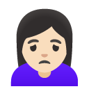 woman frowning: light skin tone on Google