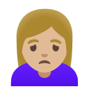 woman frowning: medium-light skin tone on Google