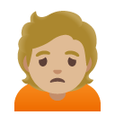 person frowning: medium-light skin tone on Google