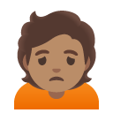 person frowning: medium skin tone on Google