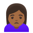 woman frowning: medium-dark skin tone on Google
