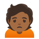 person frowning: medium-dark skin tone on Google
