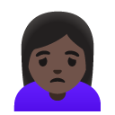 woman frowning: dark skin tone on Google