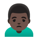 man frowning: dark skin tone on Google
