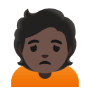person frowning: dark skin tone on Google
