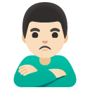 man pouting: light skin tone on Google