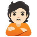 person pouting: light skin tone on Google