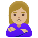 woman pouting: medium-light skin tone on Google