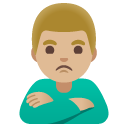 man pouting: medium-light skin tone on Google