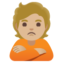 person pouting: medium-light skin tone on Google