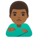 man pouting: medium-dark skin tone on Google