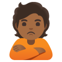 person pouting: medium-dark skin tone on Google