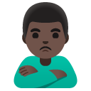 man pouting: dark skin tone on Google