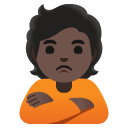 person pouting: dark skin tone on Google