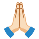 folded hands: light skin tone on Google