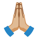 folded hands: medium-light skin tone on Google