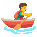 man rowing boat on Google