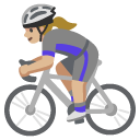 woman biking: medium-light skin tone on Google