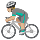 man biking: medium-light skin tone on Google