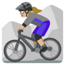 woman mountain biking: medium-light skin tone on Google
