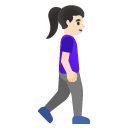 woman walking facing right: light skin tone on Google