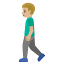 man walking: medium-light skin tone on Google