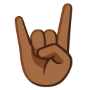 sign of the horns: medium-dark skin tone on Google