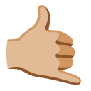 call me hand: medium-light skin tone on Google