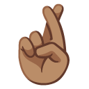 crossed fingers: medium skin tone on Google