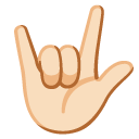 love-you gesture: light skin tone on Google