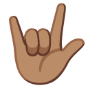 love-you gesture: medium skin tone on Google