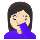 woman facepalming: light skin tone on Google