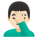 man facepalming: light skin tone on Google