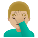 man facepalming: medium-light skin tone on Google