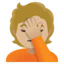 person facepalming: medium-light skin tone on Google