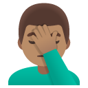 man facepalming: medium skin tone on Google
