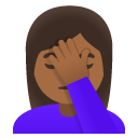 woman facepalming: medium-dark skin tone on Google
