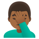 man facepalming: medium-dark skin tone on Google