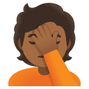 person facepalming: medium-dark skin tone on Google