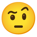 face with raised eyebrow on Google