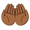 palms up together: medium-dark skin tone on Google