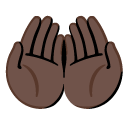 palms up together: dark skin tone on Google