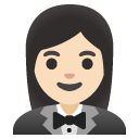 woman in tuxedo: light skin tone on Google