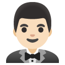 man in tuxedo: light skin tone on Google