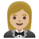woman in tuxedo: medium-light skin tone on Google
